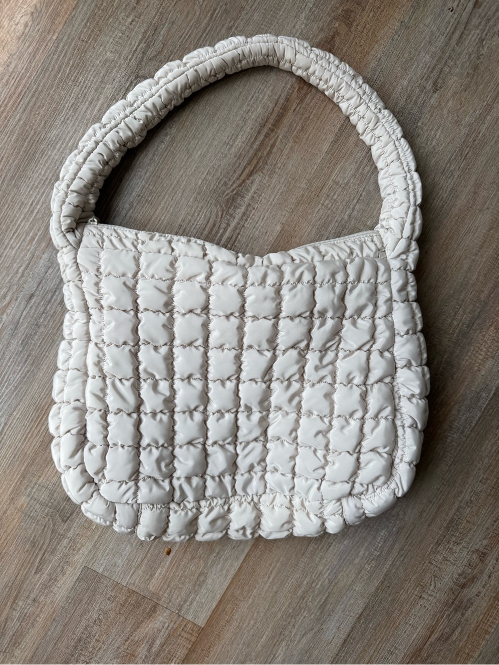 Quilted Puffer Shoulder Bag in Ivory